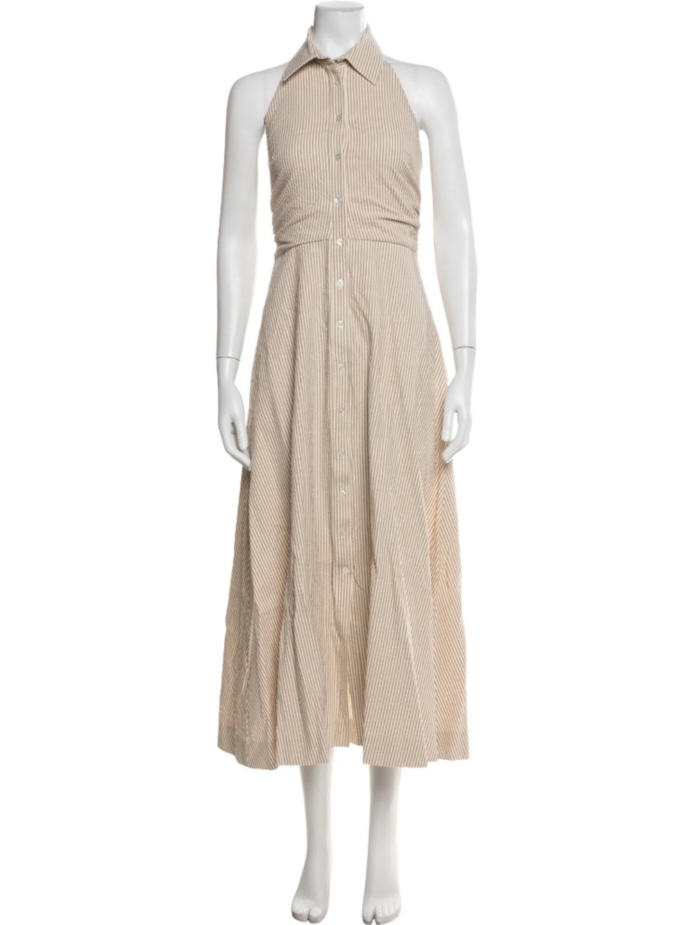 VERONICA BEARD - Mackey Seersucker Halter Dress
